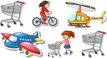 Random stickers with transportable vehicle objects vector