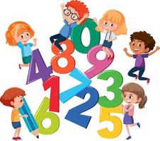 Set of number with kids vector