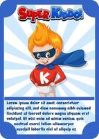 plantilla de tarjeta de juego de personajes con word super kiddo vector