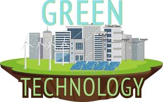 Green energy generated by wind turbine and solar panel vector