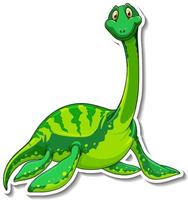 etiqueta engomada del personaje de dibujos animados del dinosaurio elasmosaurus vector