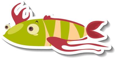 Cute fish sea animal cartoon sticker vector