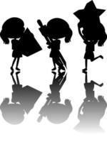 Set of kids silhouette with reflex vector