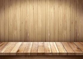 Empty wooden table on wooden background photo