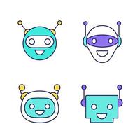 Chatbots color icons set vector