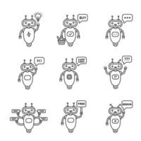 Chatbots linear icons set vector