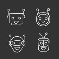 Chatbots chalk icons set vector