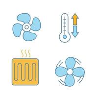 Air conditioning color icons set vector