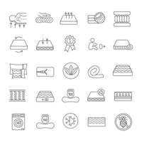 Mattress linear icons set vector