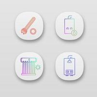 Heating app icons set vector