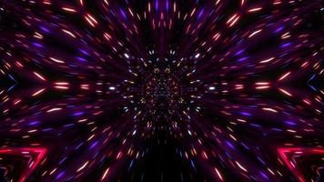 dunkle Mehrfarbenphantasie-Kaleidoskop-Neonstrahlen-Verzierung. video