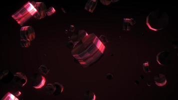 glow hexagons Flying in Virtual Space on dark background. video