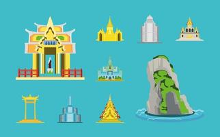 building and temple in thailand vector