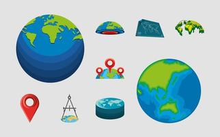 set of world maps vector