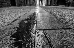 Old wet town street photo