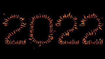 Happy new year 2022. real fire text 2022. video