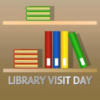 Library visit day greeting template vector