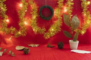 Christmas and New Year's Minimalist Concept. Minimalist Christmas And New Year Background. Composition showing product photo