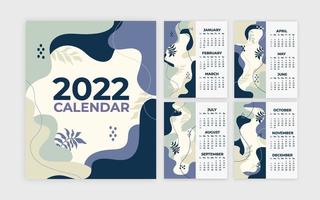 calendario moderno 2022 plantilla de forma abstracta floral vector