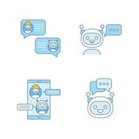 Chatbots color icons set vector