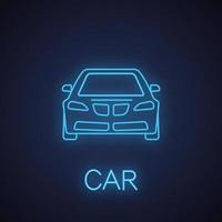 Car front view neon light icon vector