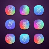 Chatbots app icons set vector