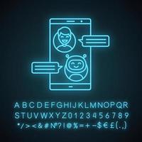 Support chatbot neon light icon vector