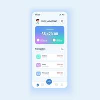 plantilla de vector de interfaz de teléfono inteligente de modo diurno de monitoreo de tarjeta de crédito