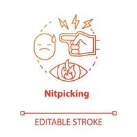 Nitpicking concept icon. Humiliation in family. Insulting partner. Bullying. Fault finding. Autocratic education idea thin line illustration. Vector isolated outline drawing. Editable stroke