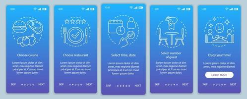 Restaurant onboarding mobile app page screen vector template