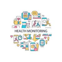 Health monitoring abstract color concept layout with headline vector