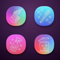 Zero waste swaps handmade app icons set vector