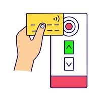 NFC credit card reader color icon vector