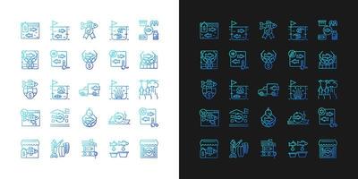 Fishing industry gradient icons set for dark and light mode vector