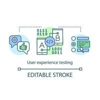User experience testing concept icon. UX. Mobile software development. Digital technology. Application reviews idea thin line illustration. Vector isolated outline drawing. Editable stroke
