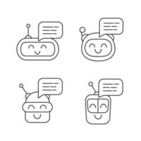 Conjunto de iconos lineales de mensajes de chatbots vector