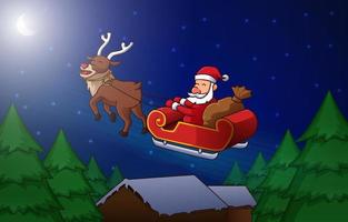 Santa Claus on Sleigh Brings Christmas Gifts vector