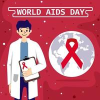 Doctor in World AIDS Day vector