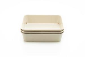 plastic tray or plastic box on white background photo