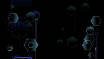 absract digital gradient dark blue hexagon polygon motion moving on black screen photo