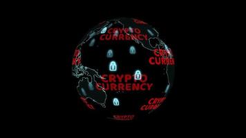 global and cryptocurrency digital red text and blue digital lock warning change to red photo