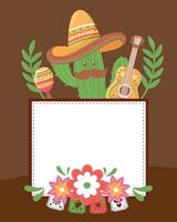 mexican cactus with guitar vector