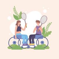disabled couple with racket vector