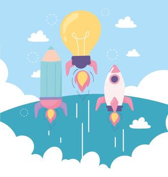 startup, creativity and development vector