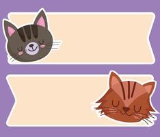 cute cat faces animals cartoon pet and banners template vector