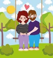 amor pareja en un columpio vector