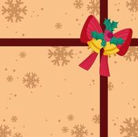 Fondo de arco y campanas de regalo decorativo de feliz navidad vector