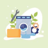 broken wash machine vector