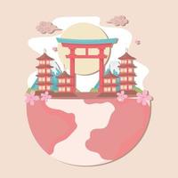 japanese landscape on world vector