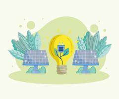 solar panel and bulb energy vector